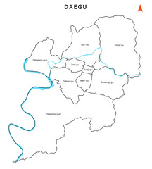Naklejka na meble 대한민국 울산광역시 자치구 경계선지도
