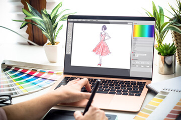 Poster - fashion designer working on a laptop