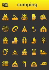 Poster - Modern Simple Set of camping Vector filled Icons