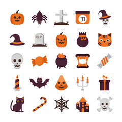 Sticker - bundle of twenty five halloween set collection icons