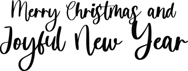 Aufkleber - Merry Christmas and Joyful New Year Typography Black Color Text On White Background