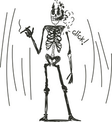 The skeleton smokes so much that his arm fell off.