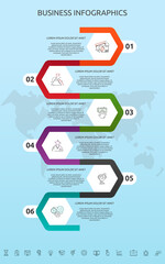 Vector infographic template hexagons for six icons, diagram, graph, presentation. Business concept with 6 steps. For content, flowchart, timeline, workflow, banner, workflow, marketing, web, chart