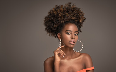 Beauty portrait of woman with afro