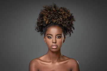 Beauty portrait of woman with afro