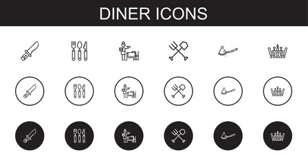 Sticker - diner icons set