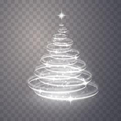 Poster - Christmas tree from light. Christmas tree vector element for holiday festive background. Shiny lights sparkles