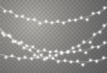 Poster - Christmas lights vector illustration. Xmas glowing garland.