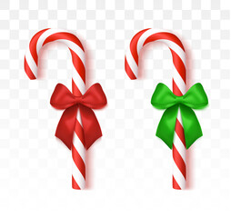 Wall Mural - christmas candy cane with red bow. christmas cane, christmas candy, christmas stick, red candy.