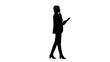 © FunKey Factory - Silhouette Serious Businesswoman reading report preparing for a