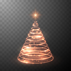 Poster - Christmas light tree. Shiny lights sparkles. Merry Christmas and Happy New Year