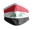 mascarilla para covid con el fondo blanco y la bandera de Irak