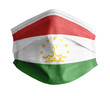 mascarilla para covid con el fondo blanco y la bandera de tajikistan