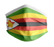 mascarilla para covid con el fondo blanco y la bandera de zimbabwe