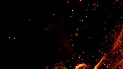 Wall Mural - fire flames with sparks on a black background, close-up