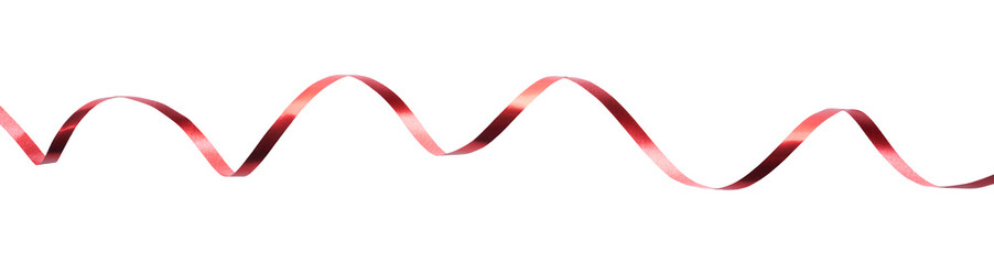 Wall Mural - A thin curly red ribbon for Christmas and birthday present banner isolated against a white background.