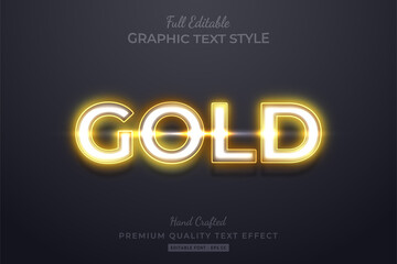 Canvas Print - Gold Neon Editable 3D Text Style Effect Premium