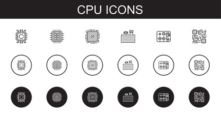 Wall Mural - cpu icons set