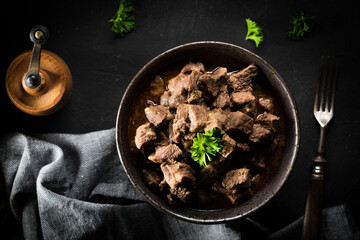 Canvas Print - Beef stew in a bowl.