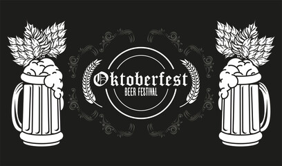 Wall Mural - oktoberfest celebration festival with beers jars