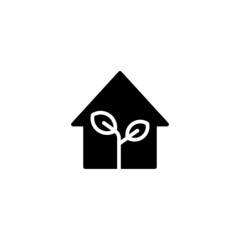 Poster - Eco house Icon in black flat glyph, filled style isolated on white background