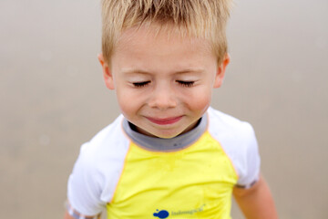 Boy portrait with eyes closed