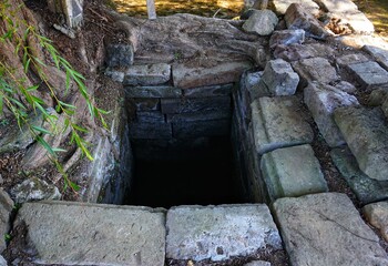 Wonosobo, 28 August 2020; Photography of an old well building in the Arjuna Temple neighborhood