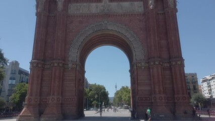 Wall Mural - Arch of Triumph in Barcelona. Catalonia,Spain Aerial Drone Footage