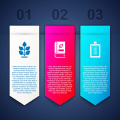 Canvas Print - Set Plant, Medical book and Clipboard with checklist. Business infographic template. Vector.