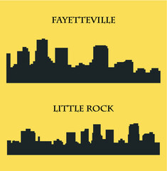 Wall Mural - Set of 2 city silhouette in Arkansas ( Little Rock, Fayetteville )