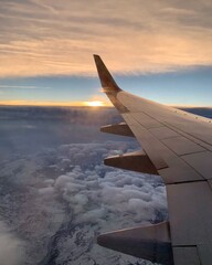 Sunset view from airplane window