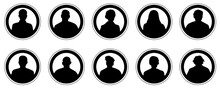 Silhouettes Of Human Avatar, Set Of Icons,stickers. Vector Illustration