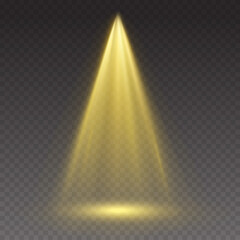 Wall Mural - projector beam effect. glowing stage light ray isolated on transparent background. vector bright yel