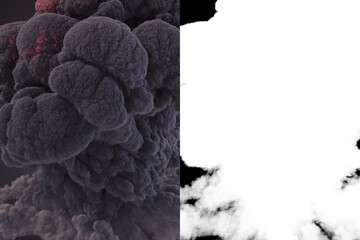 Poster - A vast column of dark smoke. 3d rendering illustration with alpha channel