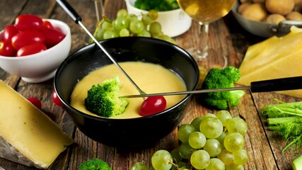 Wall Mural - healthy cheese fondue with vegetables