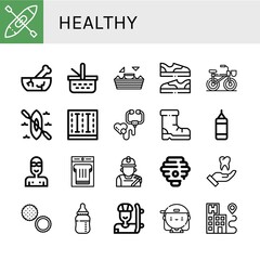 Wall Mural - healthy simple icons set