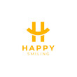 © Foonaz - Initial Letter H Happy with curve like smile or smiley symbol logo design