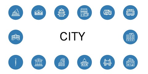 Wall Mural - city simple icons set