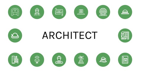 Poster - architect simple icons set