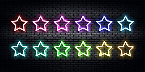 Wall Mural - vector set of realistic isolated neon sign of star logo with different colors for template decoratio