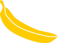 Yellow Banana Silhouette In Flat Style