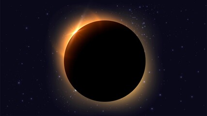 Wall Mural - vector illustration with an eclipse in space. planet with solar corona