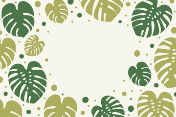 Wall Mural - Tropical leaves background with copyspace. Summer banner concept. Vector