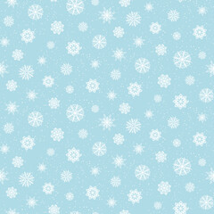 Poster - A cute Christmas pattern with snowflakes on a blue background. A quiet winter evening with the family.