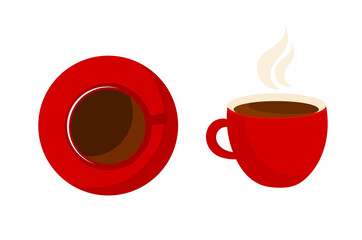 Wall Mural - red coffee cup icons.