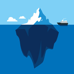 ship sailing into iceberg vector illustration