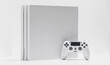 
White game console and controller 