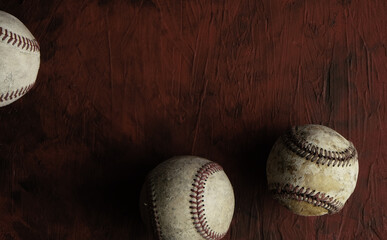Sticker - baseball sport background with old used game balls