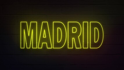 Canvas Print - realistic neon written madrid for decoration and covering on the wall background.