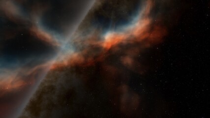 alien planet in space, science fiction landscape, 3d render